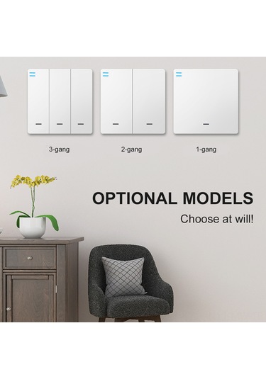 Moveevo 433mhz Ev Merdiven Lambası İçin Kablosuz İkili Kontrol Akıllı Anahtar Seti - Ana Anahtar + Kolay Yapıştır Paneli Pil Dahil Değil