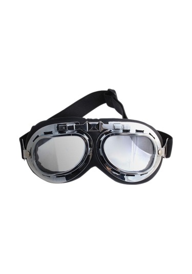 Motosiklet & Bisiklet Krom Chopper Cruiser Gözlüğü Bant Lastikli Siyah