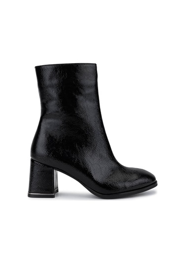 Tamer Tanca Kadın Suni Deri Siyah Rugan Topuklu Bot 889 9203 Bn Bot Sk25-26 Sıyah Krsk Rgn SİYAH RGN