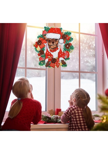 5d Elmas Boya Noel Çelenk Dıy Kırmızı Ve Yeşil