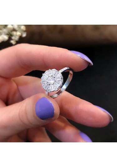 Stela Çiçek Baget Gümüş Yüzük