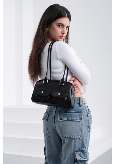 Rhan Retro Baget Çantası Siyah Siyah