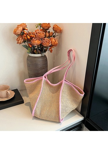 Yogodlns Moda Tığ Çanta Kadın Yaz Plaj Çantası Boho Dokuma Omuz Çantası 30cm Max Length 50cm Açık Yeşil Açık Yeşil