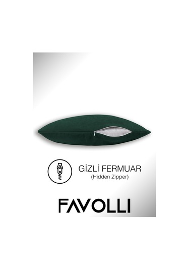 Br Favolli Kadife Dokulu Deniz Yeşili Kırlent Kılıfı Dream Serisi Punch Için Uygun Gizli Fermuar Deniz Yeşili