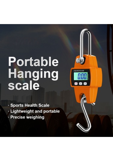 Yifomall Endüstriyel Elektronik Kanca Terazi 500kg - Tahta, Balıkçılık, Av İçin Hassas Ölçüm, 3 Birim Seçeneği, Lcd Işık, Mncs-m Turuncu Pil Yok