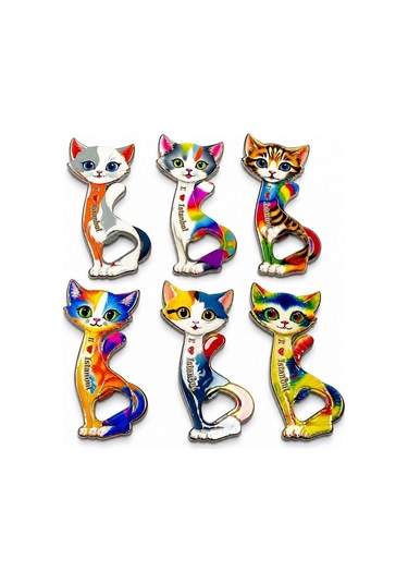 Kedi Tasarımı İstanbul Temalı Buzdolapı Süsü Magnet Alk5409