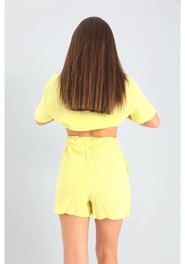 Takım Müslin Gömlek Şort - Sarı-sarı Sarı