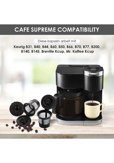 Ruicoo Yeniden Kullanılabilir Kahve Kapsülü - Keurig Makineleri İçin Paslanmaz Çelik Filtreli, Ekonomik Ve Pratik Siyah