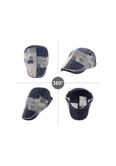 Valkyrie İtalyan Style Erkek Kasket Şapka Kanvas Asimetrik Model Ayarlanabilir Terletmez Erkek Lacivert