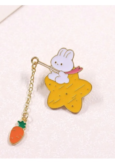 Proshik Emaye Tavşan Broş Rozet 302425265 Beyaz