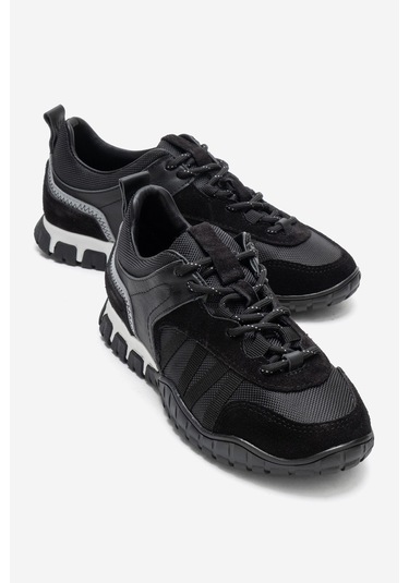 Fıera Siyah Hakiki Deri Fileli Kadın Günlük Sneaker Siyah