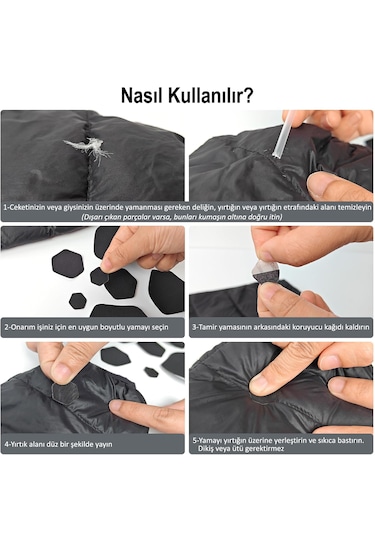 Yapışkanlı Polyester Mont Tamir Yaması 36 Adet Haki