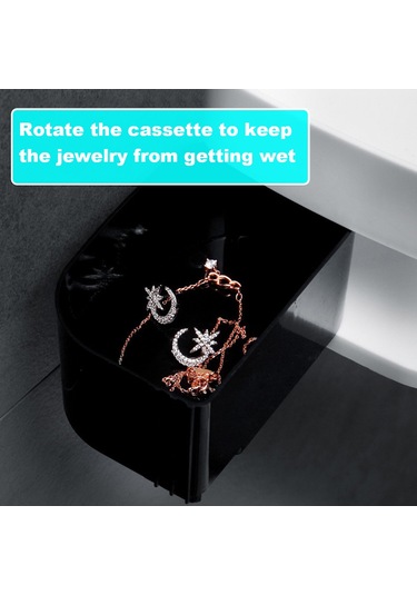 Teltree Duvarlı Döner Banyo Dolabı - Delme Yok Kurulum, Sıralı Saklama, Su Akışlı Tasarım, Kişisel Bakım Ürünleri İçin Siyah Abs Organizer Diğer