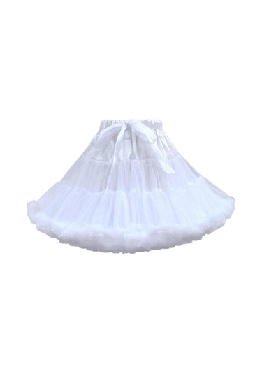 Fastbuy Homyl Kadın Katmanlı Şifon Kombinezon Etek Beyaz, Şık Ve Kabarık Tasarım Beyaz