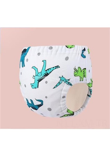 Ximistore9 Bebek Kullanıma Hazırlanabilir Pamuklu Bez, 6 Katlı Bez, Su Geçirmez, Emici Ve Nefes Alır, Eğitim Kısaşısı - Küçük Dinozor M 2XL