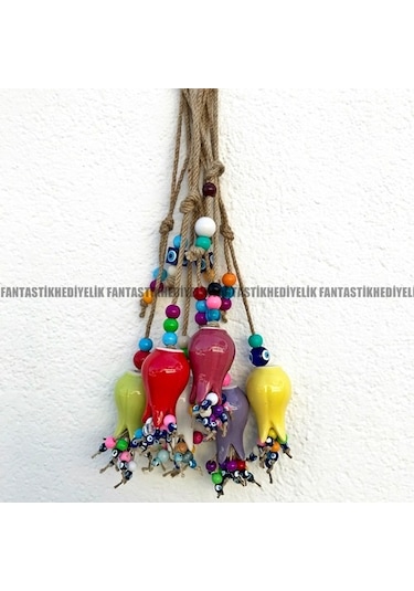 Lale Nazar Boncuk Seramik Bahçe Balkon Duvar Kapı Süs Sarkaç Lale