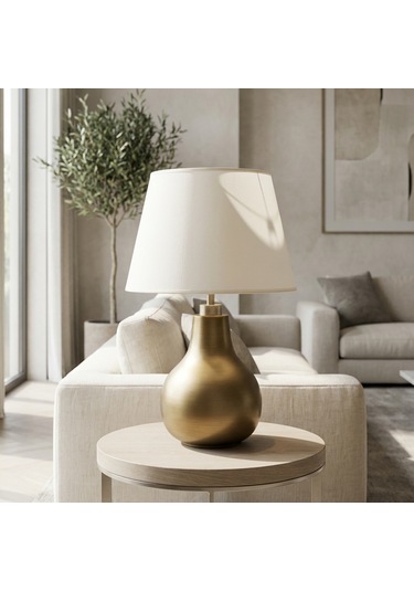 Vera Krem Başlıklı Eskitme Gold Modern Abajur Eskitme Altın