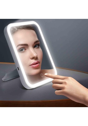 Homyl Yurtlar Yatak Odası Için Masaüstü Led Aynalar Usb Beyaz Beyaz