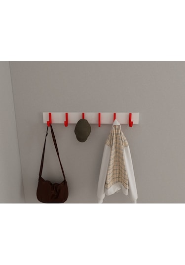 Hepsi3boyutlu Modern Duvar & Kapı Baston Askılık - 6 Adet Kırmızı J Askılık - Model No : 6 Kırmızı