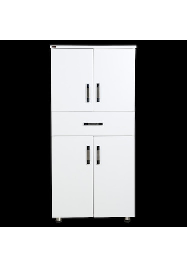 Çok Amaçlı Dolap 130 Cm Hard Parlak Beyaz Suntalem 4Raf 1Çekmece