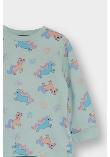 Defacto Kız Bebek 4lü Pijama Takımı Unicorn Baskılı Uzun Kollu Penye Üst Uzun Alt F7201a525aupn350 Pembe