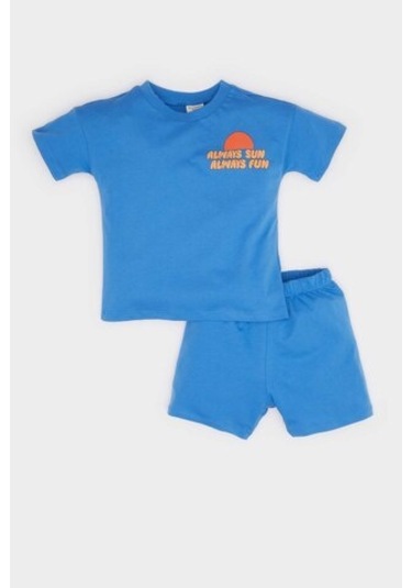 DeFacto Erkek Bebek 2'li Takım Baskılı Kısa Kollu Tişört Şort E6818A525SMBE277 DeFacto Erkek Bebek 2'li Takım Baskılı Kısa Kollu Tişört Şort E6818A525SMBE277