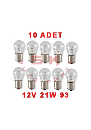 SKAUTO 12V 93 P21W Tek Duy Stop Sinyal Ampul Ba15S 10 Adet
