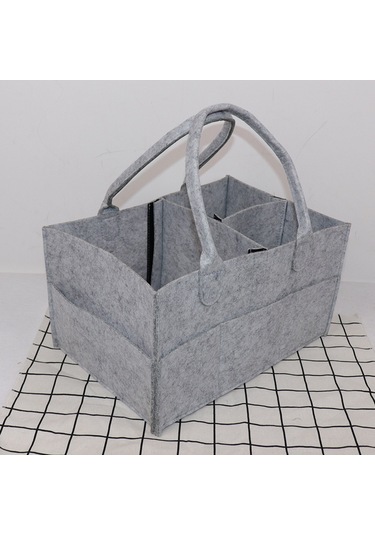Dianziye Bebe Bezi Felt Depolama Çantası - Ev Ve Seyahat İçin Organize, Hafif Ve Dayanıklı, Gri, 34x24x18 Cm Gri