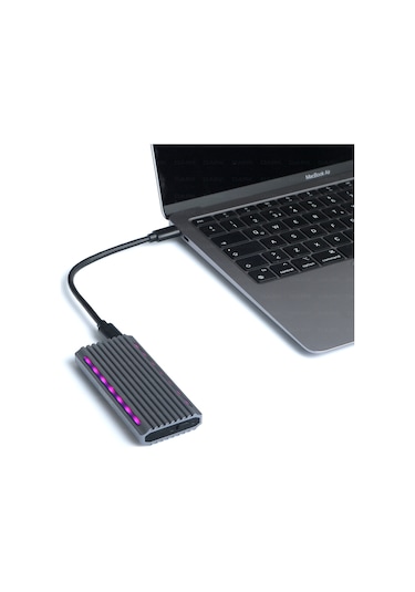 Dark USB 3.2 Gen2 Type C - M.2 NVMe & NGFF SATA SSD RGB LED