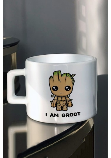 I Am Groot Tasarım Baskılı Çay Kahve Fincanı Beyaz