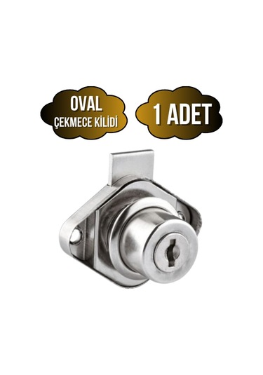 Oval Çekmece Kilidi Anahtarlı Dolap Mobilya Kilidi Oval 1 Adet Krom