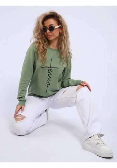 Bakr Textil Rahat Kesim, İçi Şardonlu Olmayan, Kapüşonsuz Sweatshirt 446771901 Khaki