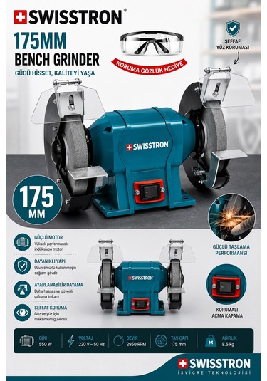 Swisstron SWSBNH175 Profesyonel Taş Motoru 175 MM