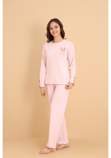 Mirano 8604 Pointel Kumaş Mevsimlik Günlük Kadın Pijama Takımı Pembe