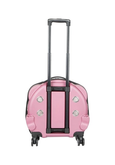 Gobypet Şeffaf Tekerlekli Kedi Köpek Taşıma Valizi Çekçekli Büyük Model Pembe