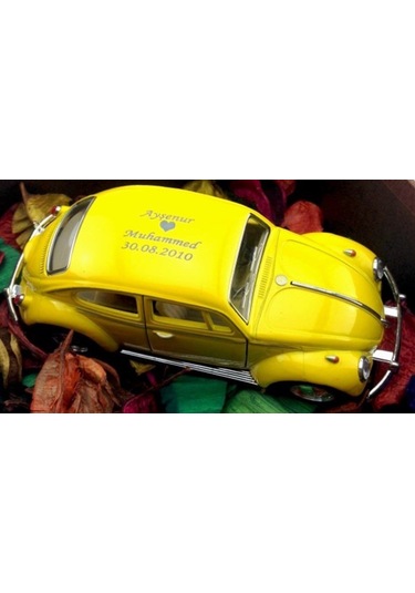 Kişiye Özel Sarı Metal Vosvos Çek Bırak Oyuncak Araba Büyük Boy U