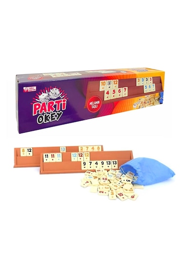 Parti Okey Takımı Plastik Melamin Taşlı