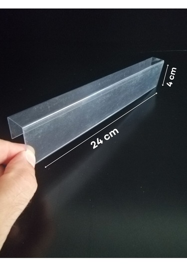 10 Adet Pvc Etiketlik Dik Geçme Ahşap Raf 24 x 4 CM İsimlik Kart Cebi