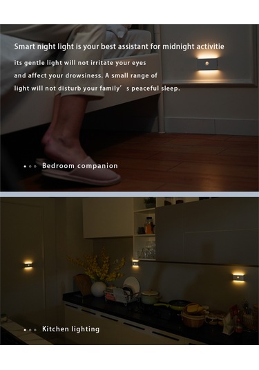 Kosona Kablosuz Manyetik Led Gece Lambası, İnsan Algılama Sensörlü, Type-c Şarjlı, Dairesel Lens - 1 Adet Çok Renkli