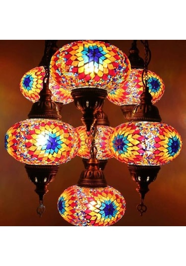 Dekoratif MOZAİK TAVAN LAMBASI EL YAPIMI OTANTİK ÇOKLU AVİZE