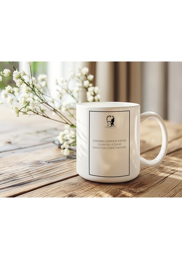 Öğretmen Kupa Bardak - Mustafa Kemal Atatürk Öğretmen Sözü İle Tasarlanmış Kupa Hediye Beyaz