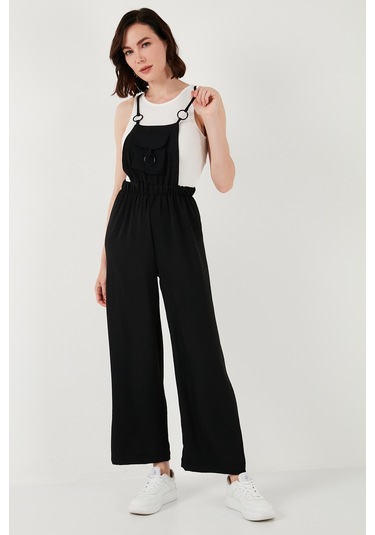 Lela Keten Karışımlı Askılı Bahçıvan Bayan Tulum 66970232S4 Siyah