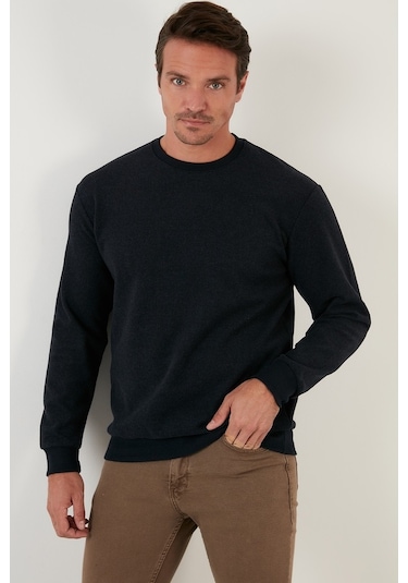 Buratti Slim Fit Bisiklet Yaka Pamuklu Erkek Kazak 456201 Lacivert