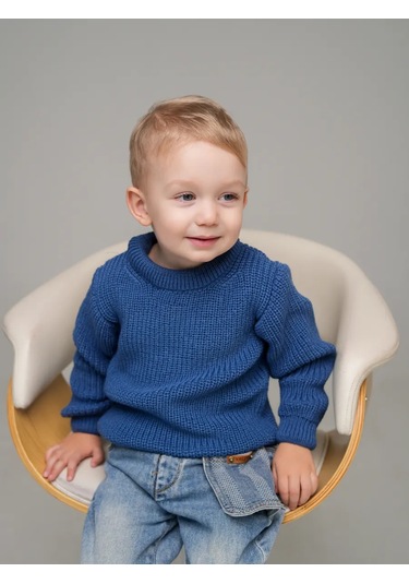 Djaza Kids Çocuklar İçin Örme Oversize Kazak 241271965 Mavi