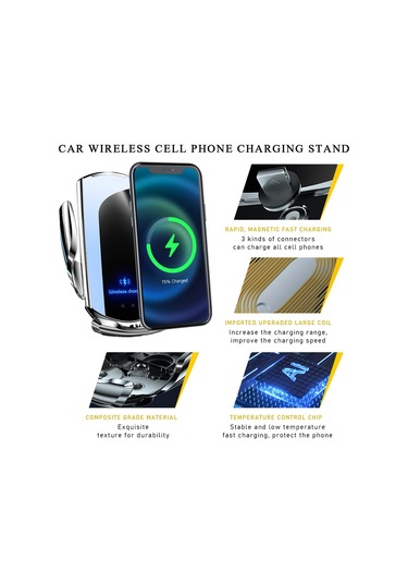 Yifomall Araç İçin 15w Kablosuz Şarjlı Akıllı Sensörlü Telefon Tutucu - Otomatik Açılma-kapama, 360 Döner, Gümüş GÜMÜŞ