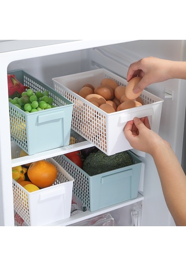 Sones Masaüstü Atıştırmalıklar Ve Çeşitli Eşyalar Depolama Sepeti Dikdörtgen Plastik Depolama Sepeti, Büyük Açık Yeşil