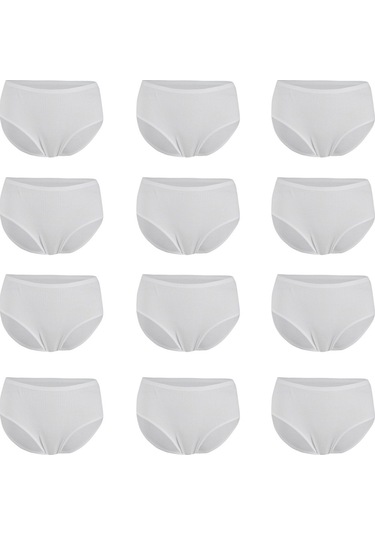 Yıldız 12'Li Paket Kadın Çizgili Bato Yüksek Bel Külot