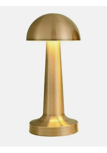 Mantar Başlı Masa Lambası Şarjlı Dokunmatik Gece Işığı Lüks Başucu Lambası Eskitme Gold