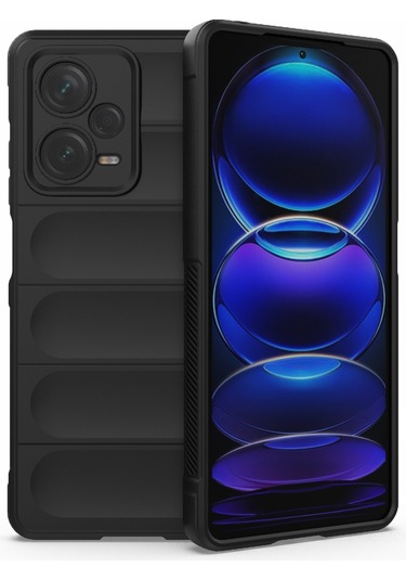Xiaomi Redmi Note 12 Pro Çin / Global Magic Shield Tpu Flanel Telefon Kılıfı İçin Siyah