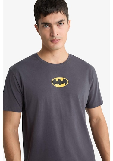 Defacto Batman Pijama Takımı Regular Fit Kısa Kollu Üst Uzun Alt D2604ax25auar150 Antrasit